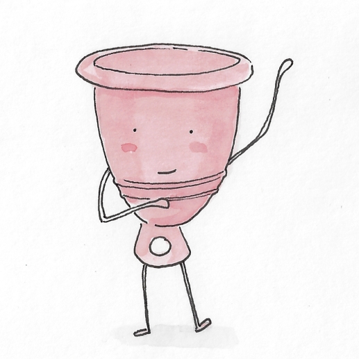 Menstruationstasse Illustration handgezeichnet Sympathiefigur